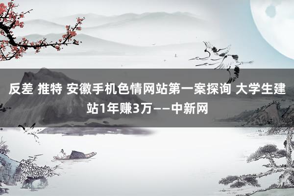 反差 推特 安徽手机色情网站第一案探询 大学生建站1年赚3万——中新网