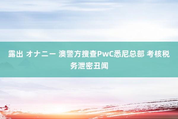 露出 オナニー 澳警方搜查PwC悉尼总部 考核税务泄密丑闻