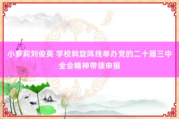 小萝莉刘俊英 学校斡旋阵线举办党的二十届三中全会精神带领申报