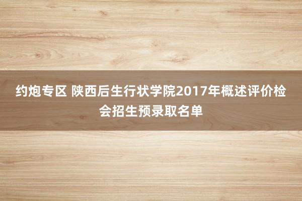 约炮专区 陕西后生行状学院2017年概述评价检会招生预录取名单