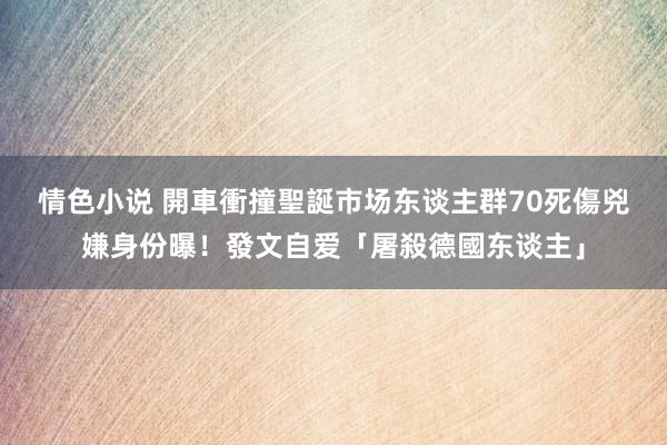 情色小说 開車衝撞聖誕市场东谈主群70死傷　兇嫌身份曝！發文自爱「屠殺德國东谈主」