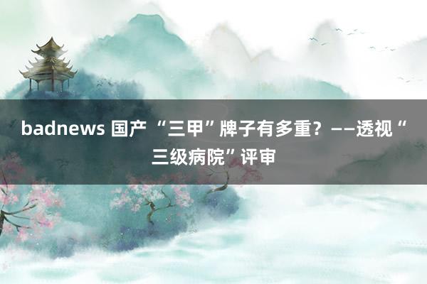 badnews 国产 “三甲”牌子有多重？——透视“三级病院”评审